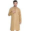 VASTRAMAY Men39s Beige Cotton Silk Blend Kurta