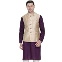 VASTRAMAY Men39s Beige Cotton Blend Ethnic Jacket