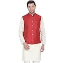 VASTRAMAY Men39s Beige Cotton Blend Ethnic Jacket