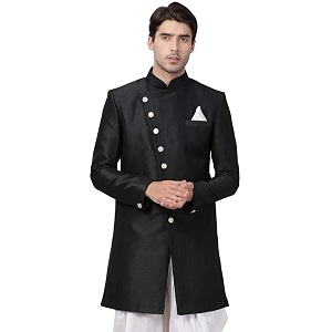 vastramay men39s black silk blend sherwani only top_vasmiw005bl_46