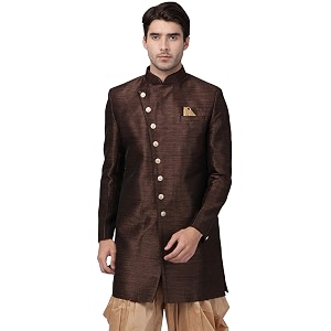 vastramay men39s coffee silk blend sherwani only top_vasmiw005co_46