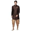 VASTRAMAY Men39s Beige Silk Blend Sherwani Set