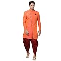 VASTRAMAY Men39s Beige Silk Blend Sherwani Set