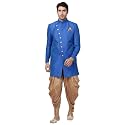 VASTRAMAY Men39s Beige Silk Blend Sherwani Set