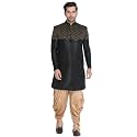 VASTRAMAY Men39s Beige Silk Blend Sherwani Set