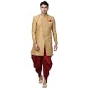 VASTRAMAY Men39s Beige Silk Blend Sherwani Set