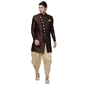 VASTRAMAY Men39s Beige Silk Blend Sherwani Set