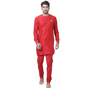 VASTRAMAY Mens Black Cotton Blend Kurta and