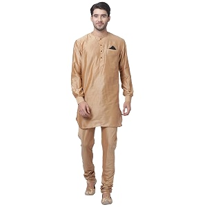 VASTRAMAY Mens Black Cotton Blend Kurta and
