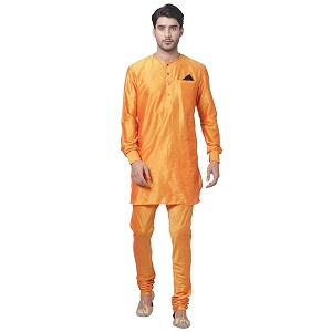 VASTRAMAY Mens Black Cotton Blend Kurta and