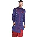VASTRAMAY Men39s Black Silk Blend Sherwani Only