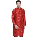 VASTRAMAY Men39s Blue Cotton Silk Blend Kurta