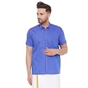 VASTRAMAY Men39s Blue Cotton Blend Shirt_VASMSH003BU_48