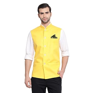VASTRAMAY Mens Cotton Silk Nehru Jacket -