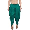 VASTRAMAY Men's Black Cowl Dhoti - Stylish Cowl Pattern Green Dhoti In Dhupion Silk Blend Fabric, Ethnic Wear for Festivals, Weddings