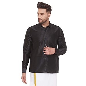 VASTRAMAY Mens Ethnic Silk Blend Shirt Full