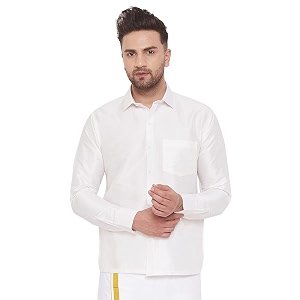 VASTRAMAY Mens Ethnic Silk Blend Shirt Full