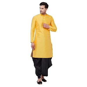 VASTRAMAY Mens Silk Blend Printed Kurta And