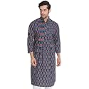 VASTRAMAY Men39s Navy Blue Cotton Kurta