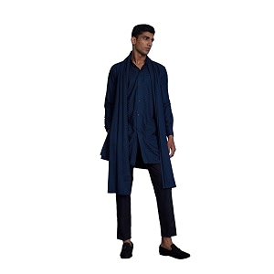 VASTRAMAY Mens Net Kurta Pyjama and Dupatta