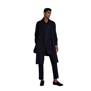 VASTRAMAY Mens Net Kurta Pyjama and Dupatta