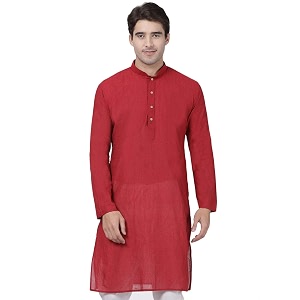VASTRAMAY Mens Royal Blue Pure Cotton Kurta