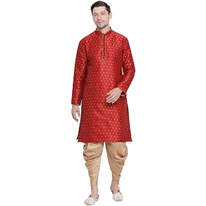 VASTRAMAY Mens Royal Blue Cotton Silk Blend