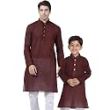 VASTRAMAY Men39s Maroon Pure Cotton Kurta -