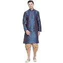 VASTRAMAY Men39s Royal Blue Cotton Silk Blend