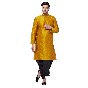 VASTRAMAY Mens Silk Blend Printed Kurta And