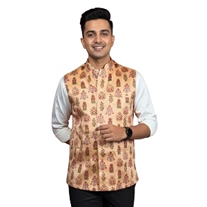 VASTRAMAY Mens Silk Blend Nehru Jacket