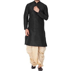 VASTRAMAY Mens Silk Blend Kurta and Dhoti