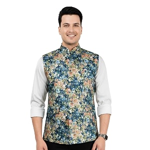 VASTRAMAY Mens Silk Blend Nehru Jacket