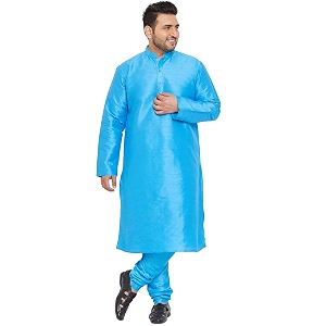 VASTRAMAY Mens Silk Blend Solid Regular Kurta