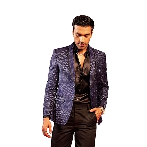 vastramay mens vastramay men39s navy blue silk blend blazer_vshrmct028nb_42