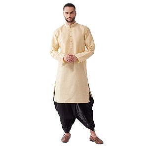 VASTRAMAY Mens Silk Blend Printed Kurta And