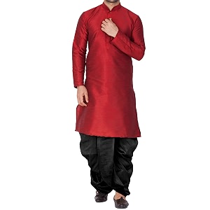 VASTRAMAY Mens Silk Blend Kurta and Dhoti
