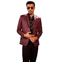 VASTRAMAY mens VASTRAMAY Men's Maroon Silk Blend Blazer_VSHRMCT028MA_36