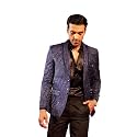 VASTRAMAY mens VASTRAMAY Men's Navy Blue Silk Blend Blazer_VSHRMCT028NB_42