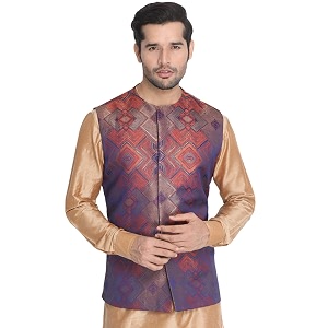 vastramay men39s turquoise silk blend ethnic jacket