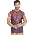 VASTRAMAY Men's Turquoise Silk Blend Ethnic Jacket