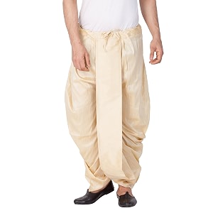 VASTRAMAY Mens White Silk Blend Readymade Elastic