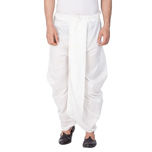 VASTRAMAY Mens White Silk Blend Readymade Elastic
