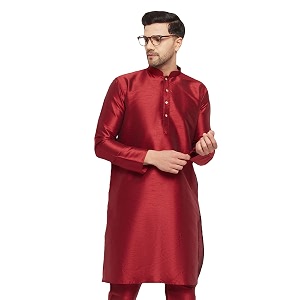 VASTRAMAY Men Banarasi Silk Solid Kurta