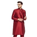 VASTRAMAY Men Banarasi Silk Solid Kurta 