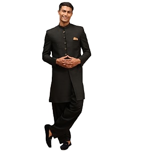 VASTRAMAY Men Bangalori Silk Indo Western Sherwani
