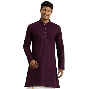 VASTRAMAY Men Cotton Linen Solid Kurta