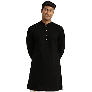 VASTRAMAY Men Cotton Linen Solid Kurta