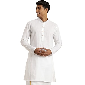 VASTRAMAY Men Cotton Linen Solid Kurta