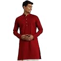 VASTRAMAY Men Cotton Linen Solid Kurta 